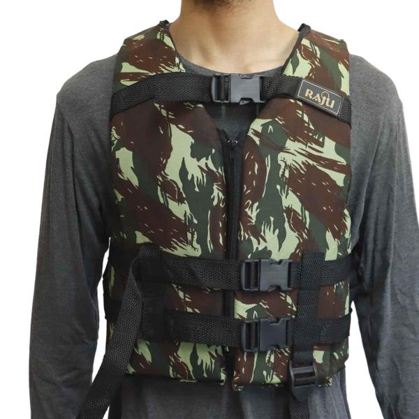Colete Salva Vidas Camuflado Pescador Lazer Diversão 15kg - Raju Imagem de Colete Salva Vidas Camuflado Pescador Lazer Diversão 15kg