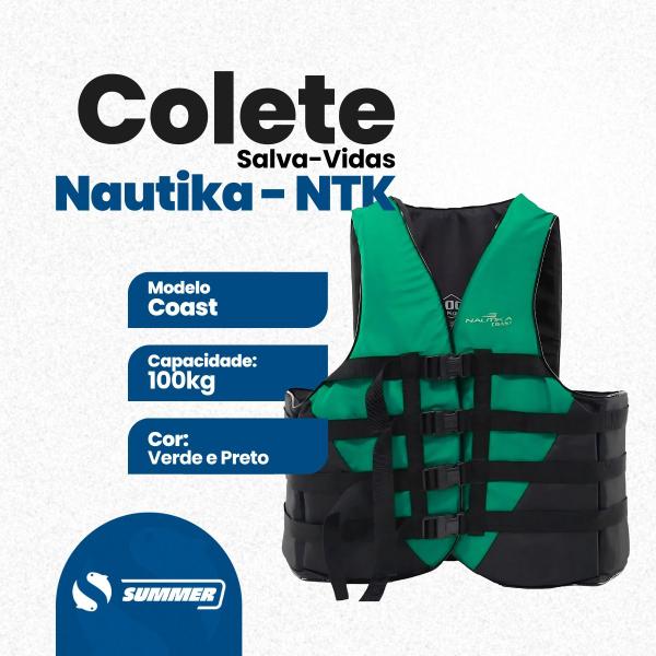 Colete Salva-vidas Coast 100kg Verde E Preto Nautika - Ntk Imagem de Colete Salva-vidas Coast 100kg Verde E Preto Nautika - Ntk