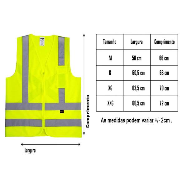 Imagem de Colete Vicsa 1 Bolso Com Refletivo e Fechamento em Ziper
