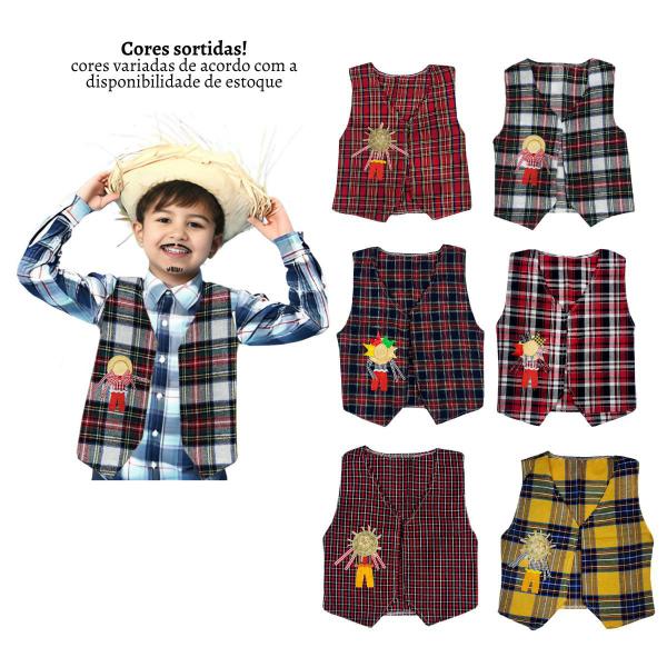 Roupa De Festa Junina Masculina Infantil Colete Xadrez Roupa - Main Image