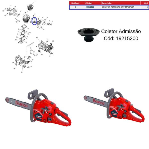 Imagem de Coletor Admissão Para Motosserra BMT 44/52A Branco