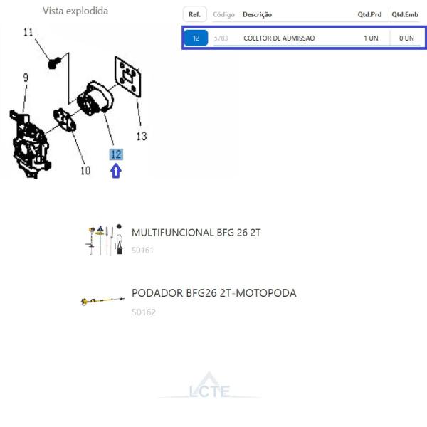 Imagem de Coletor de Admissão P/ Pulverizador Costal BFG 25 2T Buffalo