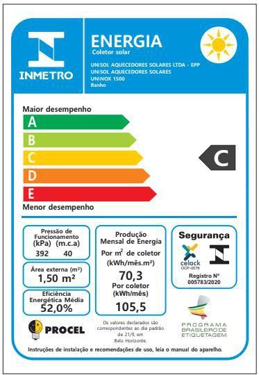 Imagem de Coletor Solar Unisol Uninox 1500 (INOX) - 1,5m²