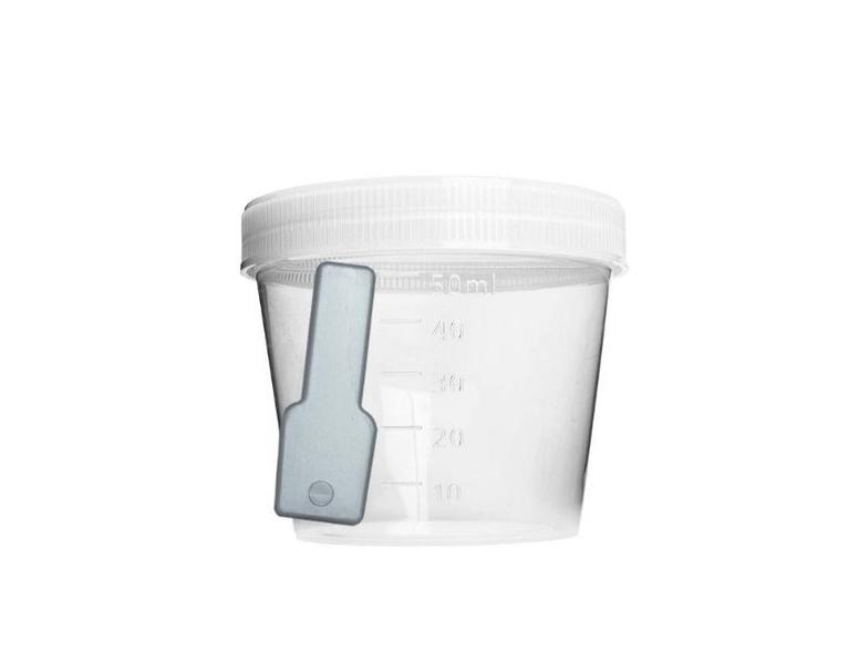 Imagem de Coletor Universal Transparente Graduado 50ml - C/100 - Firstlab