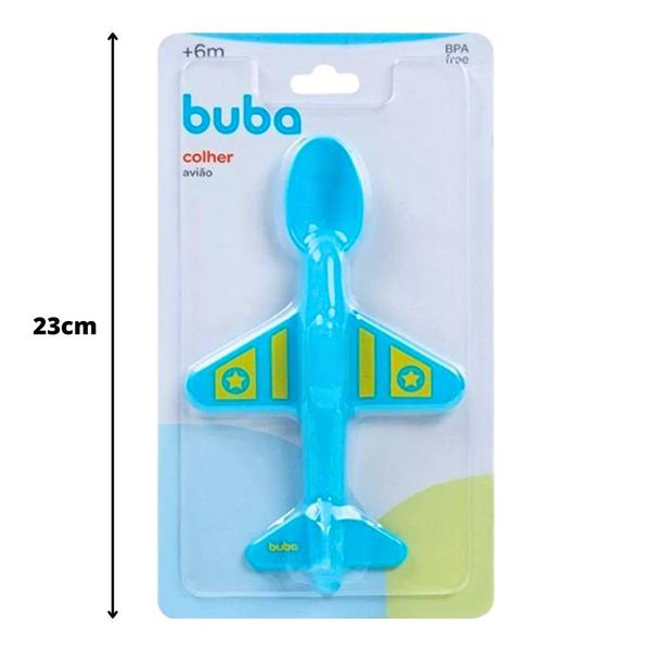 Imagem de Colher Aviãozinho Infantil Para Bebê Azul 7288 - BUBA