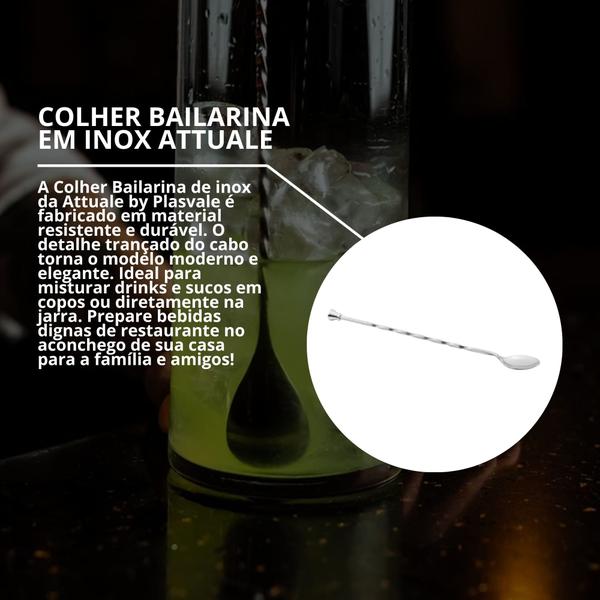 Imagem de Colher Bailarina Inox De Drinks Suco Bebidas Caipirinha Cozinha Design Sofisticado Restaurante