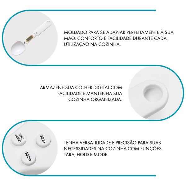 Imagem de Colher Balança Digital Eletrônica Alta Precisão LCD Colher Medição de Alimentos Casa Cozinha até 500g