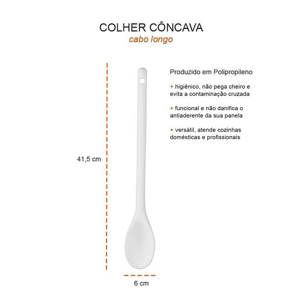 Imagem de Colher Branca Profissional Cabo Longo Polipropileno 41cm