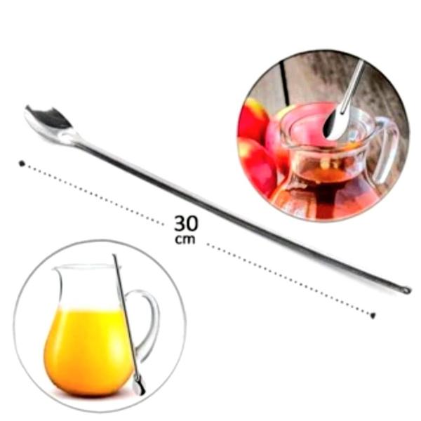 Colher Colheres Para Mexer 30Cm Suco Sucos Leite Top Útil Copo Jarra Comprida Aço Inox Multiuso - Malaysia Collection Imagem de Colher Colheres Para Mexer 30Cm Suco Sucos Leite Top Útil Copo Jarra Comprida Aço Inox Multiuso