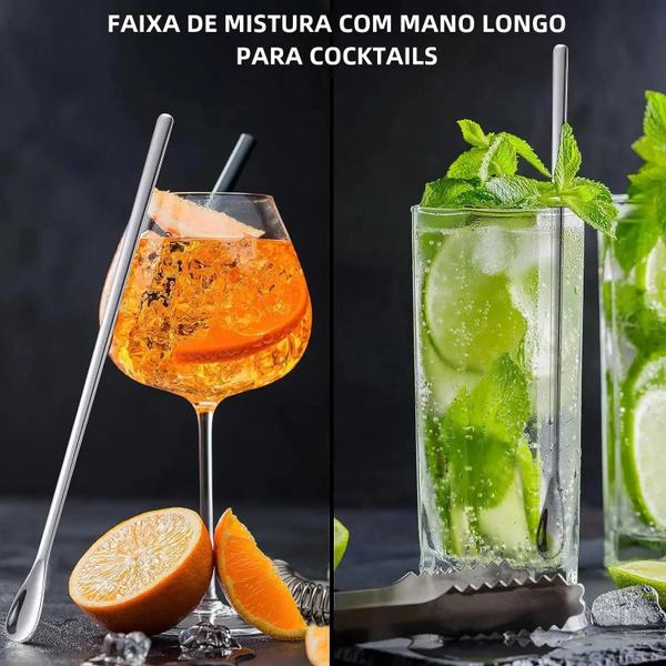 Imagem de Colher de Agitação de Aço Inoxidável com Cabo Longo - Ideal para Café, Chá e Drinks