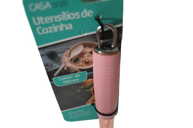 Imagem de Colher de Arroz de Silicone Colors Cabo Metalizado Rose Gold - Casa Onze