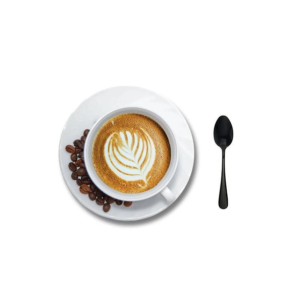 Colher de Cha e Colher de Cafe Inox Preto Colheres 24un - GOURMET MIX Imagem de Colher de Cha e Colher de Cafe Inox Preto Colheres 24un