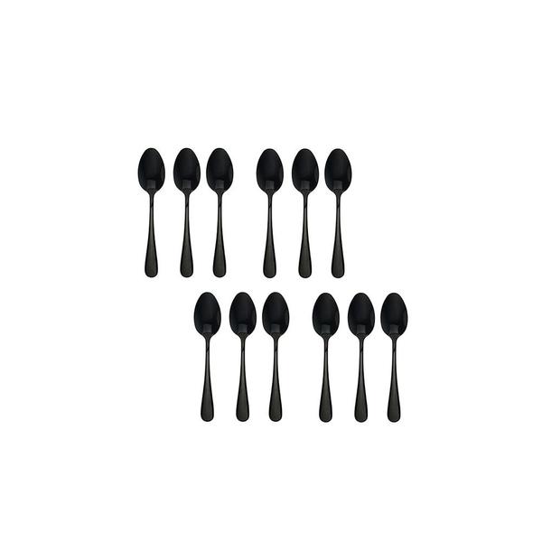 Colher de Cha e Colher de Cafe Inox Preto Colheres 24un - GOURMET MIX Imagem de Colher de Cha e Colher de Cafe Inox Preto Colheres 24un