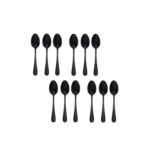 Colher de Cha e Colher de Cafe Inox Preto Colheres 24un - GOURMET MIX Imagem de Colher de Cha e Colher de Cafe Inox Preto Colheres 24un
