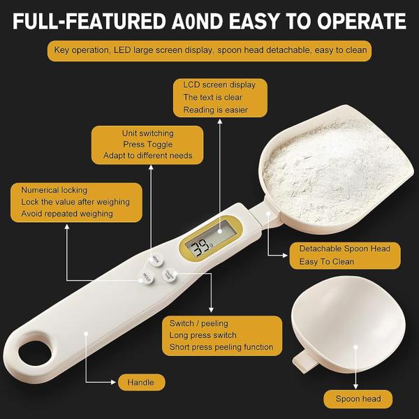 Colher de medição eletrônica digital Spoon Scale 3T6B 500g/0.1g Imagem de Colher de medição eletrônica digital Spoon Scale 3T6B 500g/0.1g