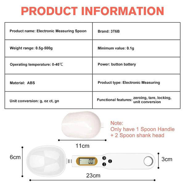 Colher de medição eletrônica digital Spoon Scale 3T6B 500g/0.1g Imagem de Colher de medição eletrônica digital Spoon Scale 3T6B 500g/0.1g