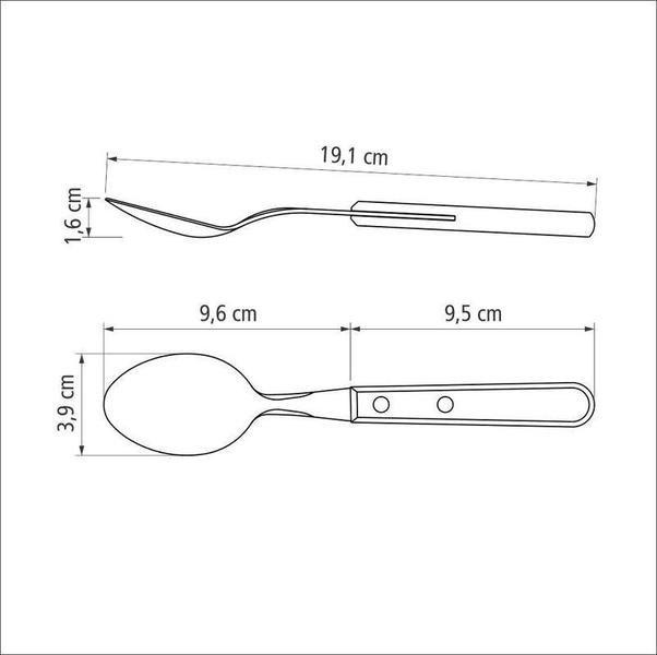 Imagem de Colher de mesa tramontina dynamic com lâmina em aço inox e cabo de madeira natural