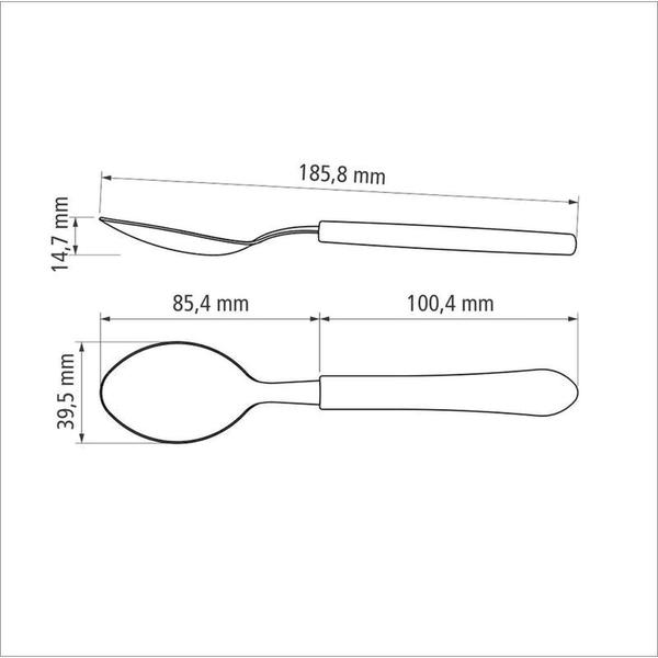 Imagem de Colher de Mesa Tramontina Leme com Lâmina em Aço Inox e Cabo de Polipropileno Cinza