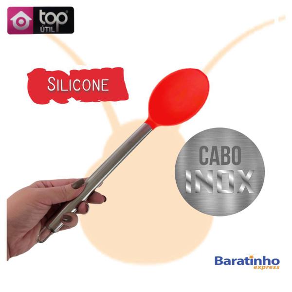 Imagem de Colher De Servir Silicone 33cm Cabo Aço Inox Cozinha