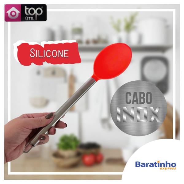 Imagem de Colher De Servir Silicone Cabo Aço Inox Cozinha 33cm