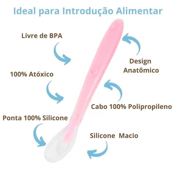 Imagem de Colher De Silicone Bebê Introdução Alimentar Rosa 14682 Buba