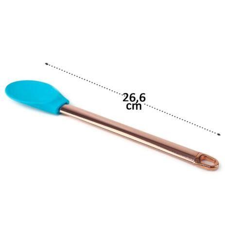 Imagem de Colher De Silicone Cabo Rose Gold Inox Utensilio Candy Color