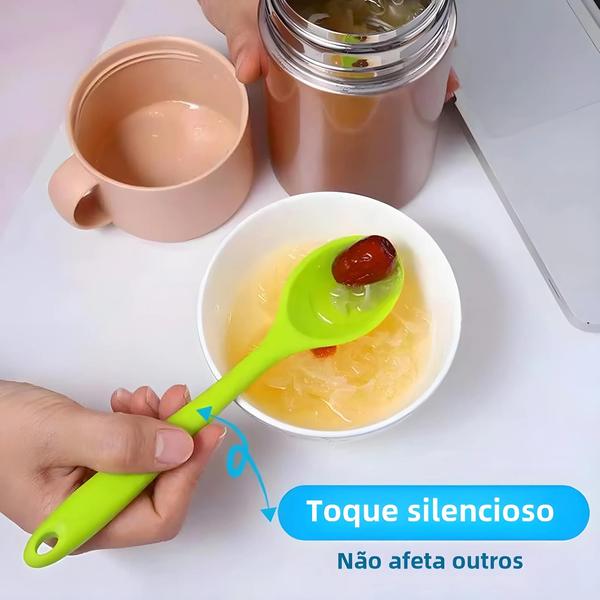 Imagem de Colher de Silicone Macia com Cabo Longo - Utensílio de Cozinha e Mesa