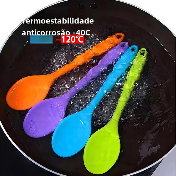 Imagem de Colher de Silicone Macia com Cabo Longo - Utensílio de Cozinha e Mesa