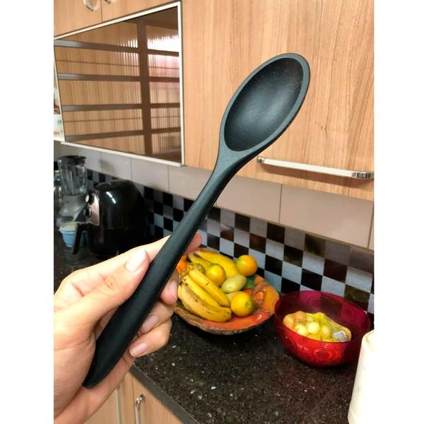 Imagem de Colher De Silicone Para Arroz Grande Preta Qualidade 27cm