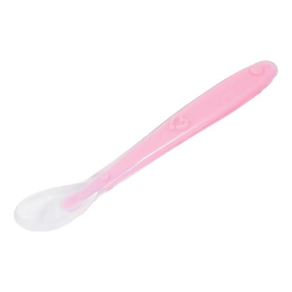 Imagem de Colher De Silicone Para Bebê Ponta Macia 6m+ Rosa - Buba