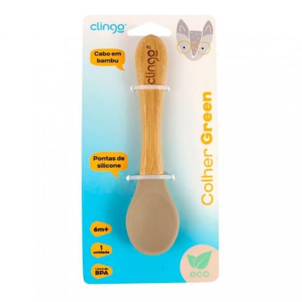 Imagem de Colher de Treinamento Clingo Bambu e Silicone Green Eco (6M+)