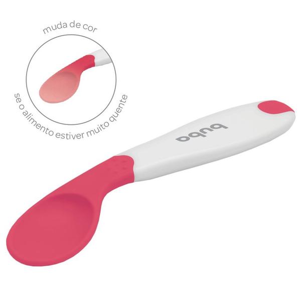 Imagem de Colher de Treinamento para Bebês Curva Silicone Rosa BUBA- Kit C/ 2