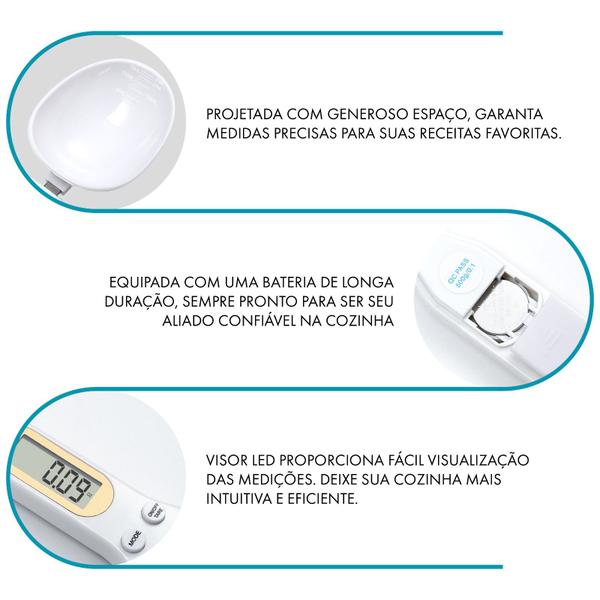 Imagem de Colher Digital Balança Medição Alimentos Alta Precisão Cozinha para Medida 500g Portátil Display LCD