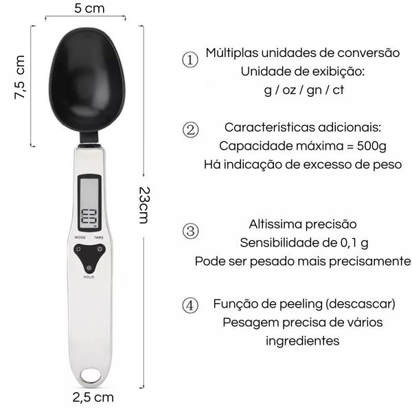 Imagem de Colher Digital Inox Lcd Dosador Medidor Balança Cozinha