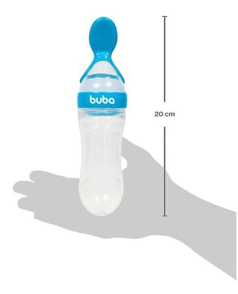 Imagem de Colher Dosadora Bebê 90ml Papinha Leite Silicone Azul Buba