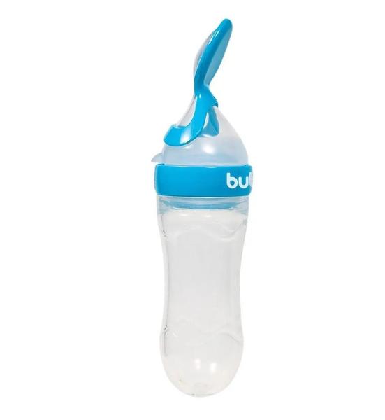 Imagem de Colher Dosadora Bebê 90ml Papinha Leite Silicone Azul Buba