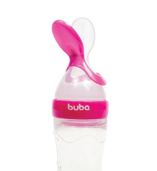 Imagem de Colher Dosadora Bebê 90ml Papinha Leite Silicone Rosa Buba