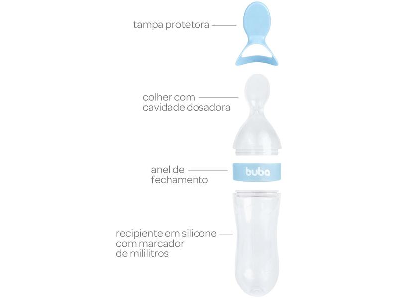 Imagem de Colher Dosadora Infantil Em Silicone Buba 90ml Baby Azul