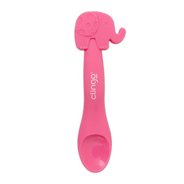 Colher em Silicone Animaizinhos Elefante Rosa - Clingo Imagem de Colher em Silicone Animaizinhos Elefante Rosa - Clingo