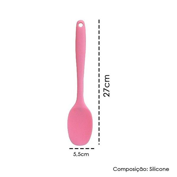 Imagem de Colher Espatula Multiuso De Silicone Não Risca Panela Rosa