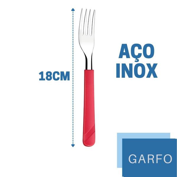 Imagem de Colher Faca Garfo Colher Chá Inox Vermelho Luna - 96 un