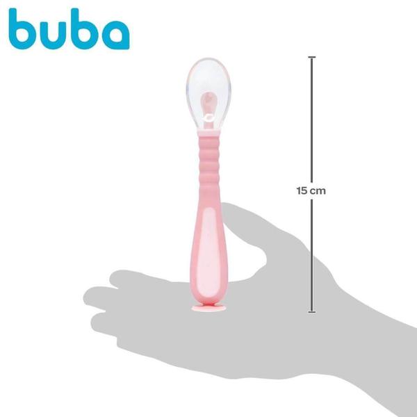 Imagem de Colher flexivel em silicone rosa buba