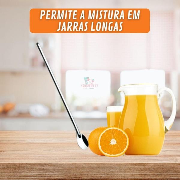 Imagem de Colher longa Para Suco Drinks Sundae leite  Em Inox 12 Peças