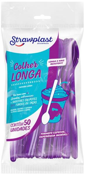 Colher longa roxa c/50 unidades - açaiterias, açai, sobremesas, restaurantes, sorveterias (12113) - Strawplast Imagem de Colher longa roxa c/50 unidades - açaiterias, açai, sobremesas, restaurantes, sorveterias (12113)