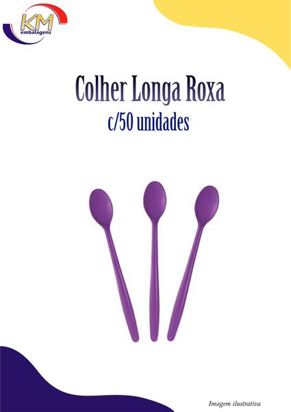 Colher longa roxa c/50 unidades - açaiterias, açai, sobremesas, restaurantes, sorveterias (12113) - Strawplast Imagem de Colher longa roxa c/50 unidades - açaiterias, açai, sobremesas, restaurantes, sorveterias (12113)
