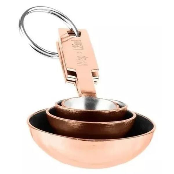 Imagem de Colher Medidor Culinário 04 Tamanho Inox Bronze Rose Mimo