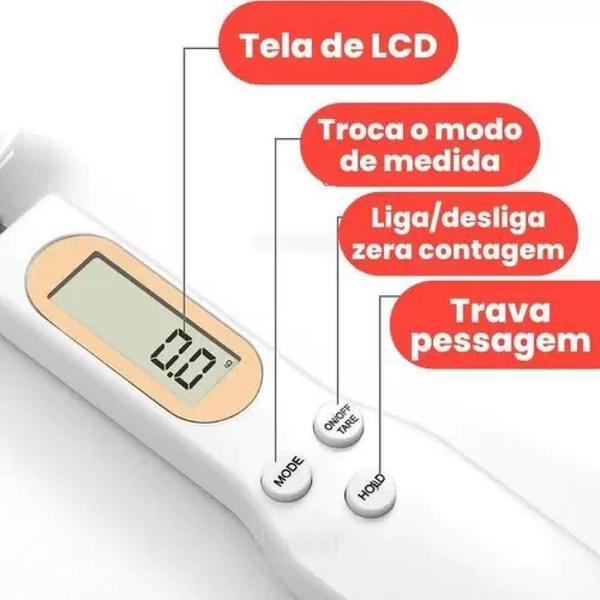 Imagem de Colher medidora com balanca lcd digital dosador de alimentos pó liquido graos cozinha culinaria