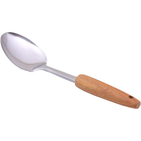 Colher para Arroz em Inox e Cabo Acácia - Mimo Style Imagem de Colher para Arroz em Inox e Cabo Acácia