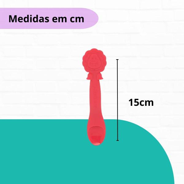 Imagem de Colher Para Bebê RN +0 Em Silicone Leão Marcus & Marcus