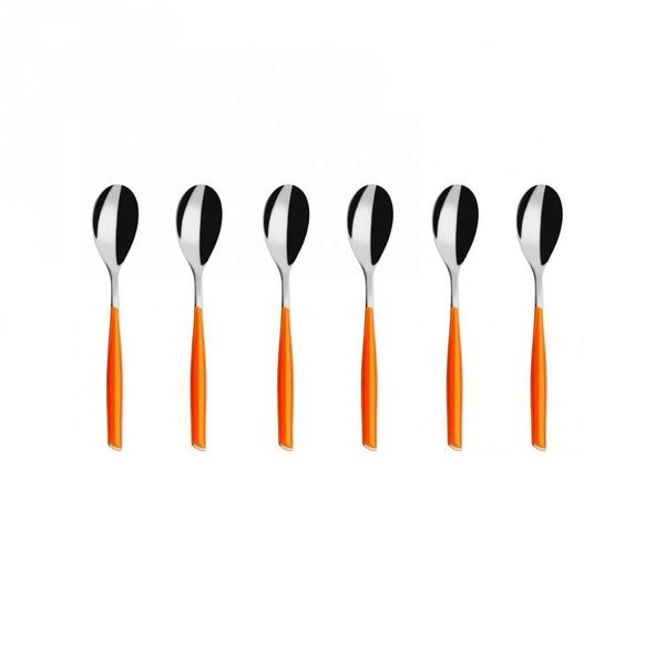 Imagem de Colher para Café 15cm Inox 6 peças Laranja Glamour Bugatti